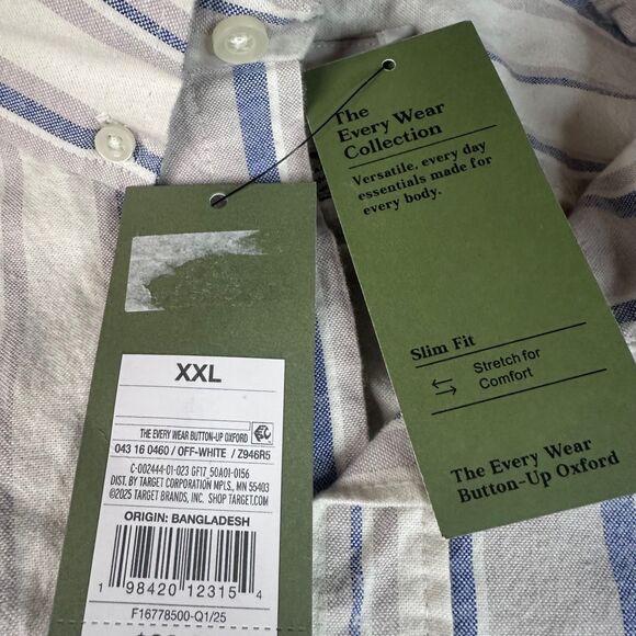 Goodfellow & Co Every Wear Oxford Shirt XXL Slim Fit Striped Button-Up NWT - Picture 4 of 7